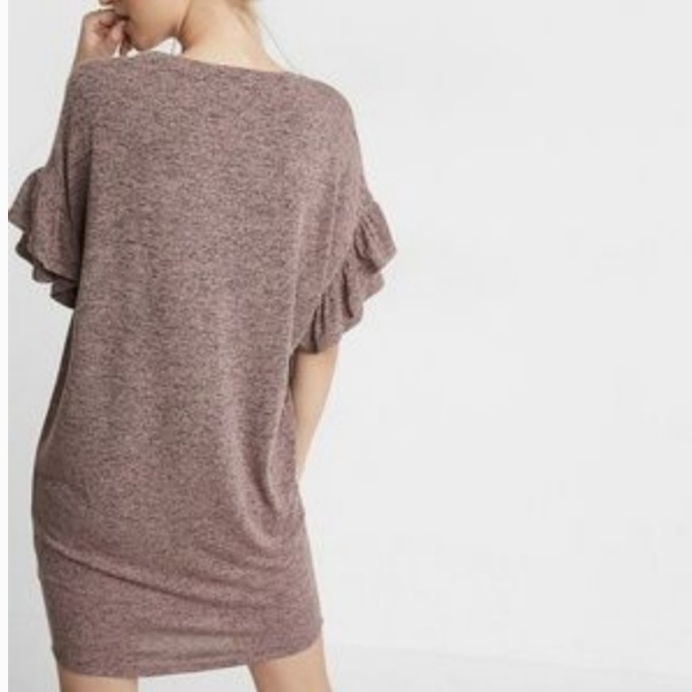 Express Marled Ruffle Sleeve Tunic Dress
